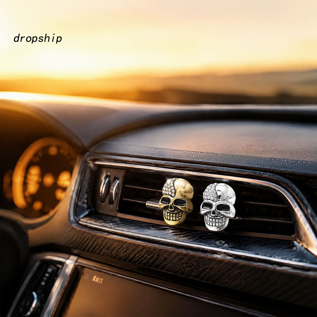 Punk Style Auto Parts Skull Car Accessories Halloween Vent Clip Air Freshener Half Diamond Skeleton Aroma Diffuser Ac Ou
