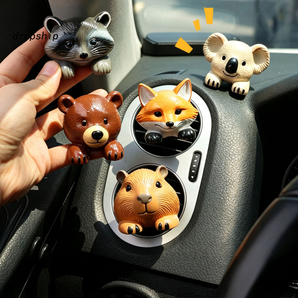 Car Air Freshener Vent Clip Cute Aromatherapy Diffuser Raccoon/fox/kangaroo/polar Bear/guinea Pig Resin Ornament for Sou