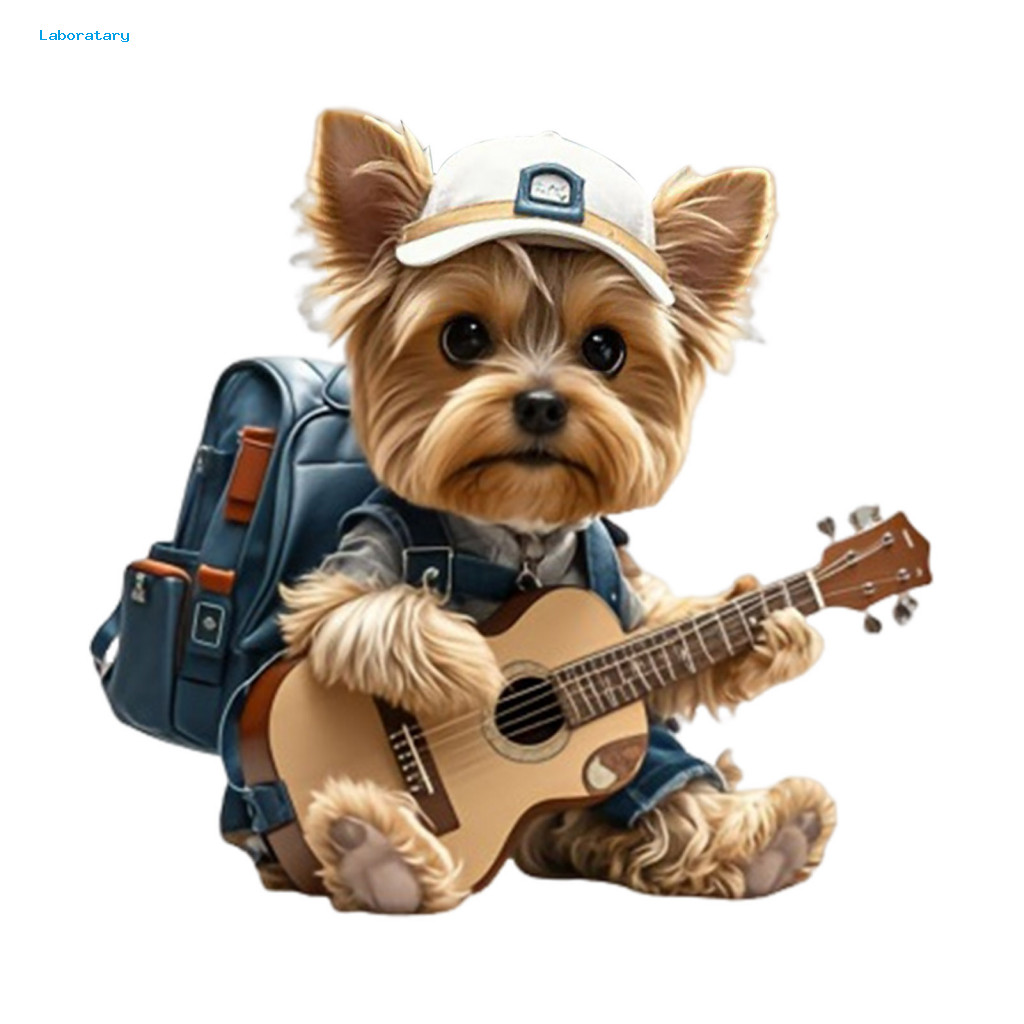 Essential Oil Car Diffuser Pendant Strumming Yorkie Vent Clip Dog Air Freshener with Fragrance Pad – Cute Automobile f