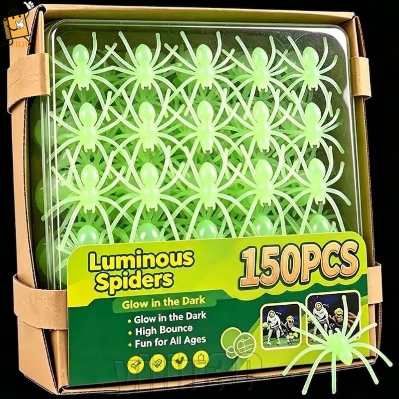 [Prim] 150/90/30 Unidades Aranhas Que Brilham No Escuro De Halloween-Mini Luminosas-Decoração De Casa Para Festa Adereço