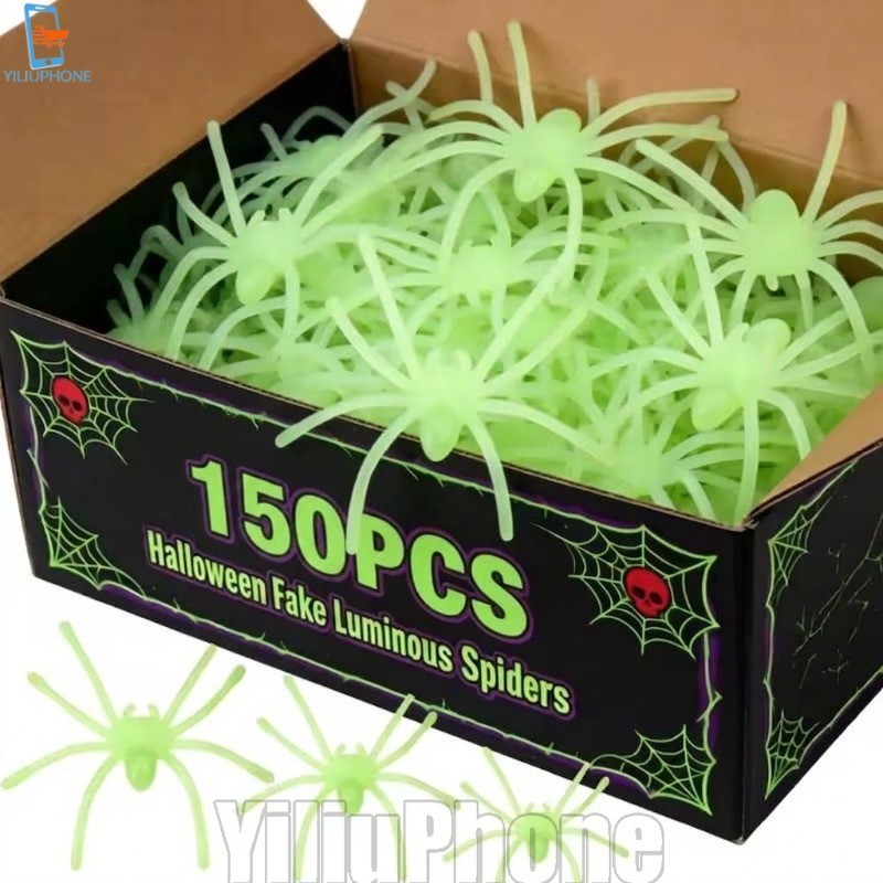 [Bless] 150/90/30 Unidades Aranhas Que Brilham No Escuro De Halloween-Mini Luminosas-Para Casa Assombrada-Adereço De Bri