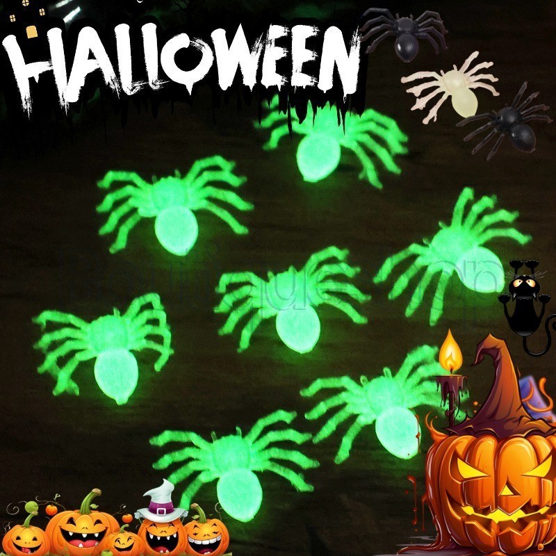 [Decoração De Halloween] 50-200 Unidades De Aranha Falsa Luminosa-Brinquedos Complicados De Simulação Assustadora-Mini A