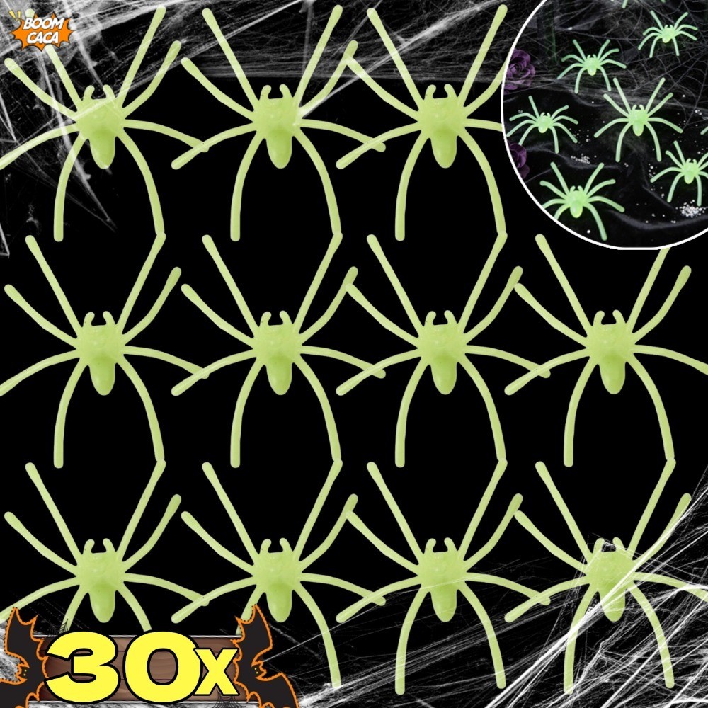 30 Pçs Luminoso Mini Plástico Falso Aranha Realista Adereços De Oito Patas Para Decoração De Mesa De Casa Assombrada De