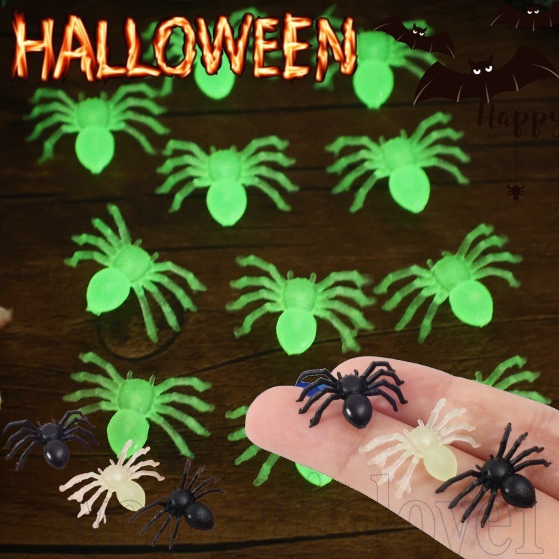 [Decoração De Halloween] 50-200 Unidades De Aranha Falsa Luminosa-Adereços De Atmosfera De Terror-Mini Artificial-Brinqu