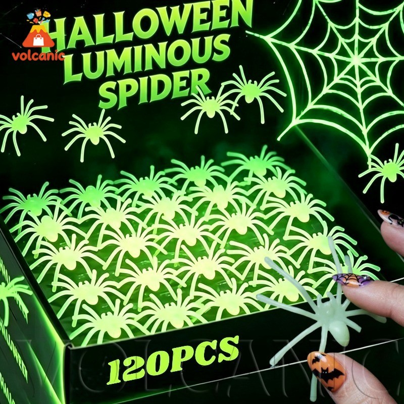 [Entrega Rápida] [Decoração De Halloween] Aranhas Luminosas-Mini Brilhantes No Escuro-Brinquedo De Aranha De Brincadeira