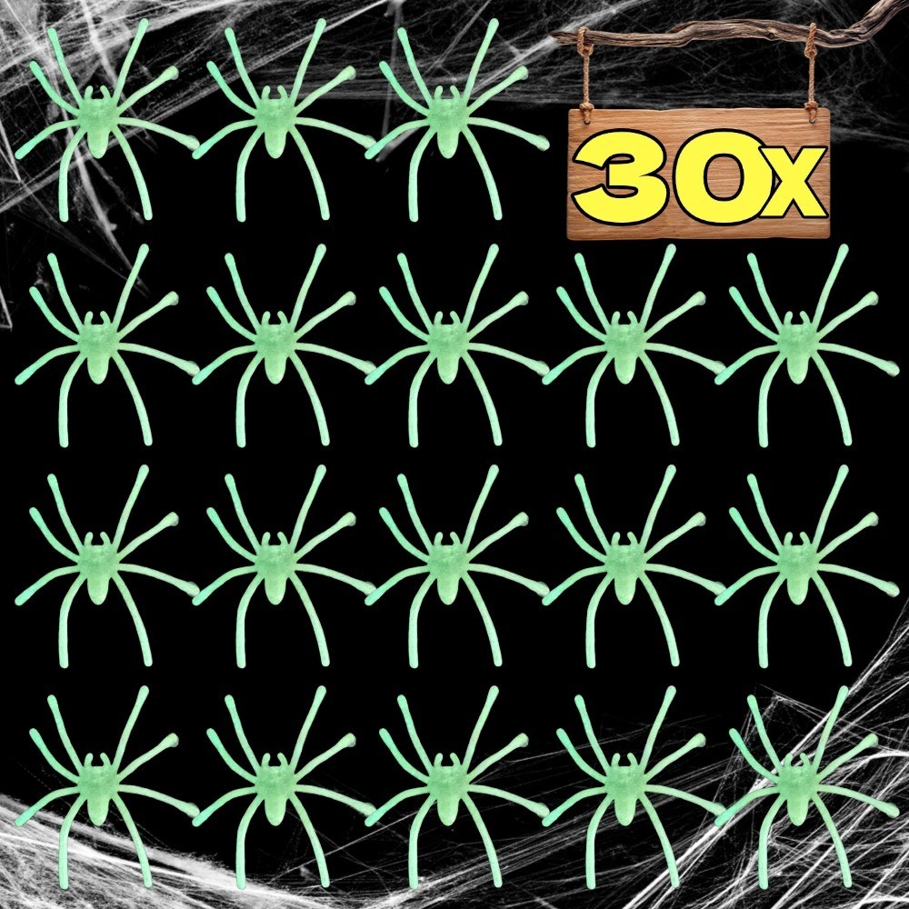 30 Pçs Realista Oito Pernas Aranha Adereços Luminoso Mini Plástico Falso Para O Dia Das Bruxas Casa Assombrada Decoração