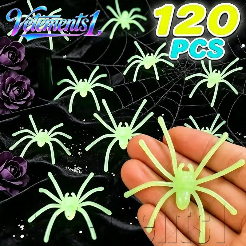 [Navio Grátis] [Decoração De Halloween] Adereços De Casa Assombrada-Aranhas Luminosas-Mini Brilhantes No Escuro-Brinqued