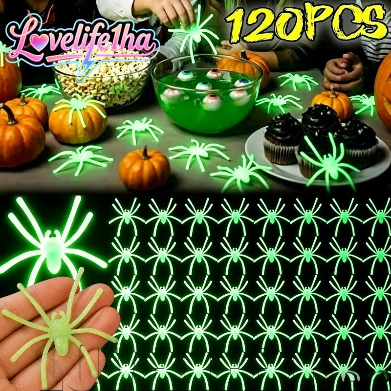 [Entrega Rápida] [Decoração De Halloween] Aranhas Luminosas-Adereços De Casa Assombrada-Mini Brilhantes No Escuro-Brinqu