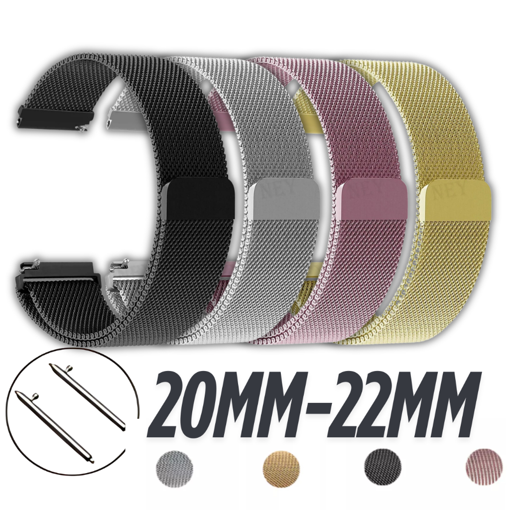 Pulseira 20mm Metal Aço Amazfit Gts 2 Mini/Bip U/ Bip U Pro/Gts 2E Milanese Milanês 22mm