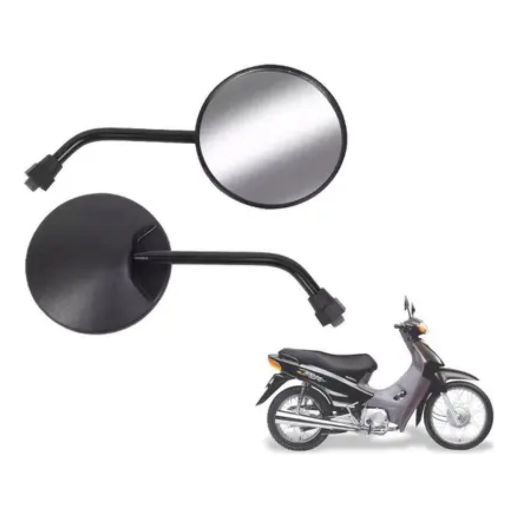Par de Retrovisor Mini Redondo Para Moto Rosca Universal M10