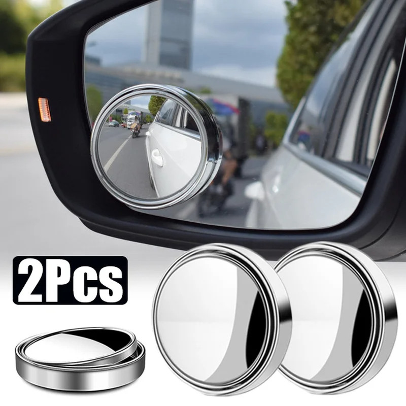 2 pçs espelho retrovisor do carro infinito pequeno espelho redondo 360 graus invertendo espelho de ponto cego