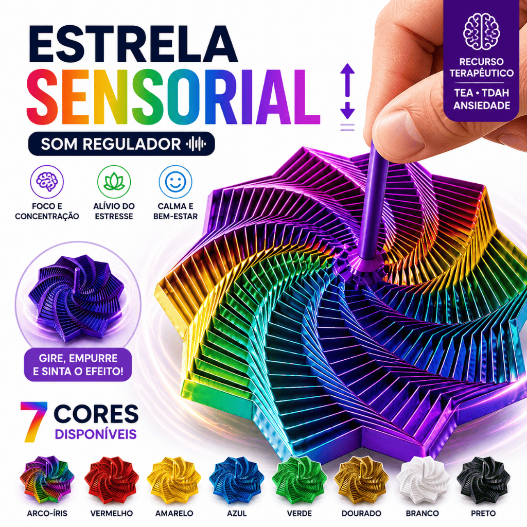Recurso Terapêutico ESTRELA Sensorial Som Regulador | Autismo TEA TDAH Ansiedade | Foco Concentração