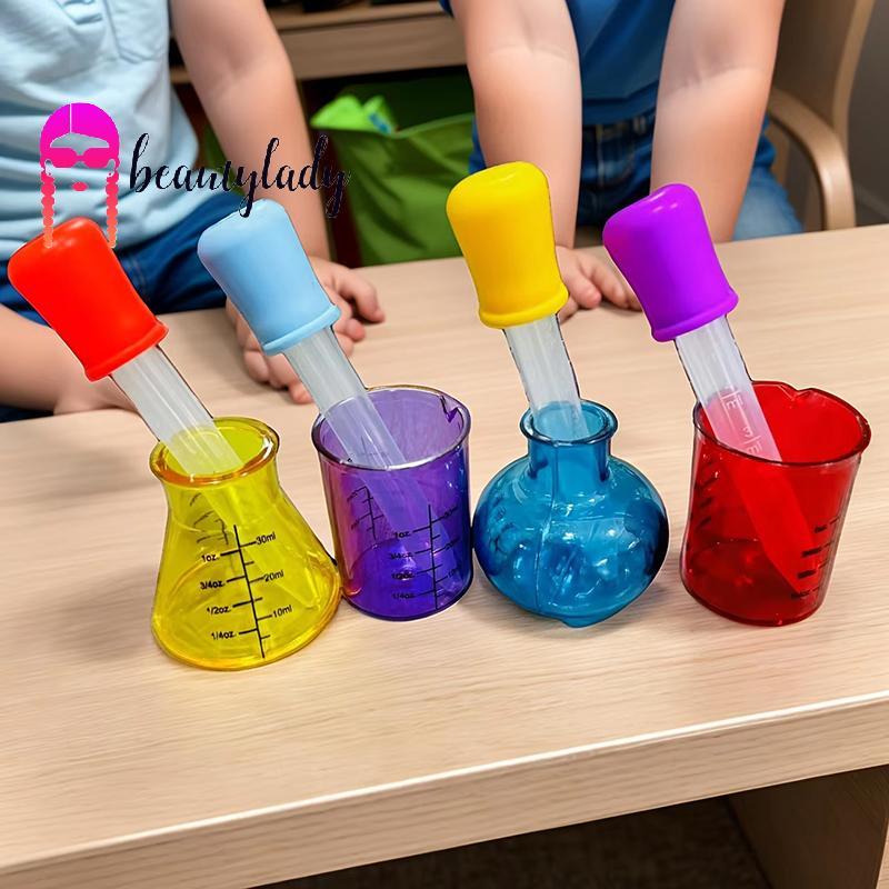 beautymakeup 1 Conjunto Educacional Mini Copos De Medição Plástico Ajuda Ensino Experimento Científico Sensorial DIY 4 C