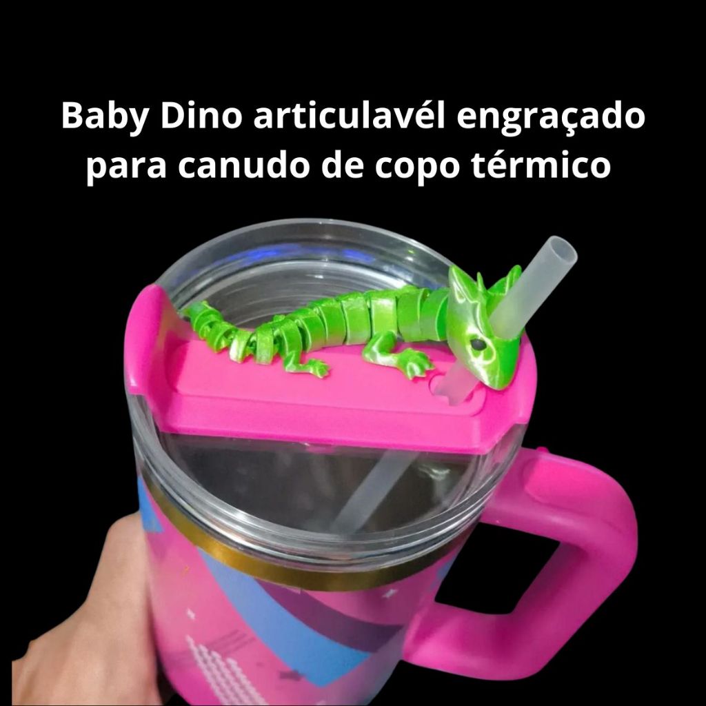 Dino Baby articulável Antiestresse Sensorial  para Copo Termico Infantil Divertido Criativo