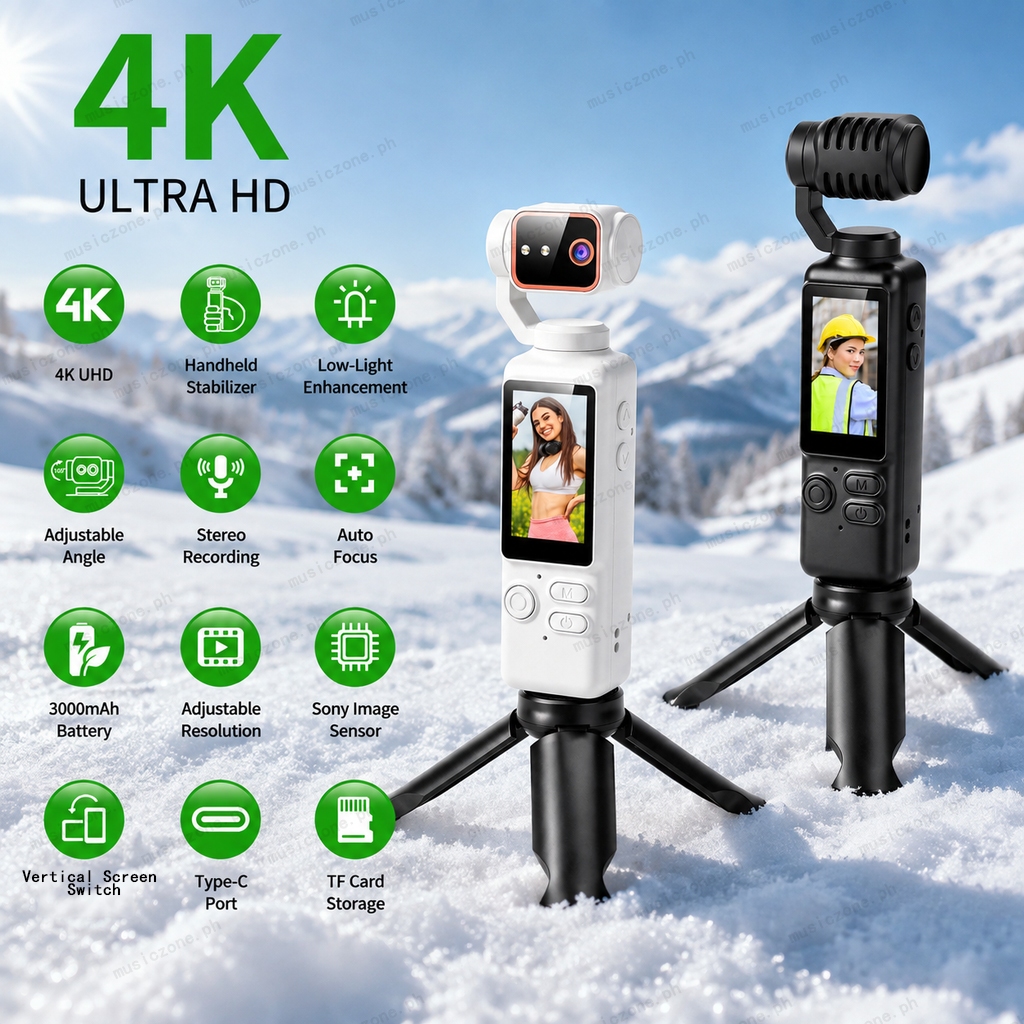 Câmera Vlog De Bolso 4K UHD Filmadora Portátil Tela De 1.97 Polegadas 180 ° Lente Giratória 3000mAh Bateria Longa Para G