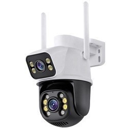 Câmera de Segurança Wifi 4K UHD Dupla Lente Visão Noturna Colorida PTZ 360° Externa IP66 Áudio Bidirecional Q6 8MP