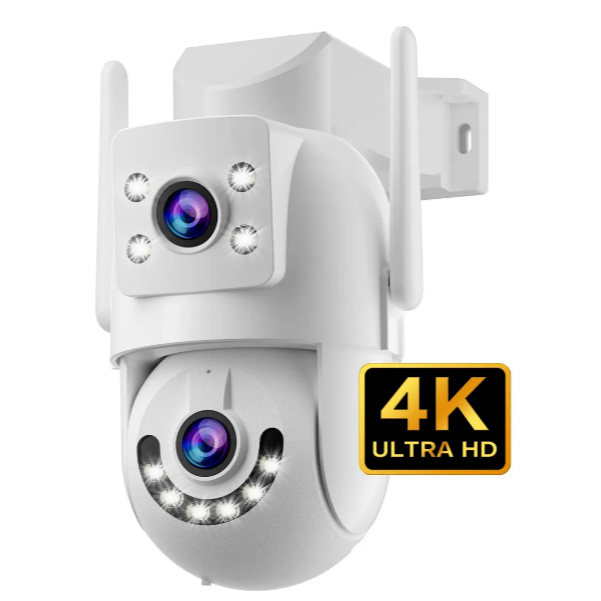 Câmera de Segurança Jooan 8MP 4K UHD Wi-Fi Dual Band com Lente Dupla e Sirene