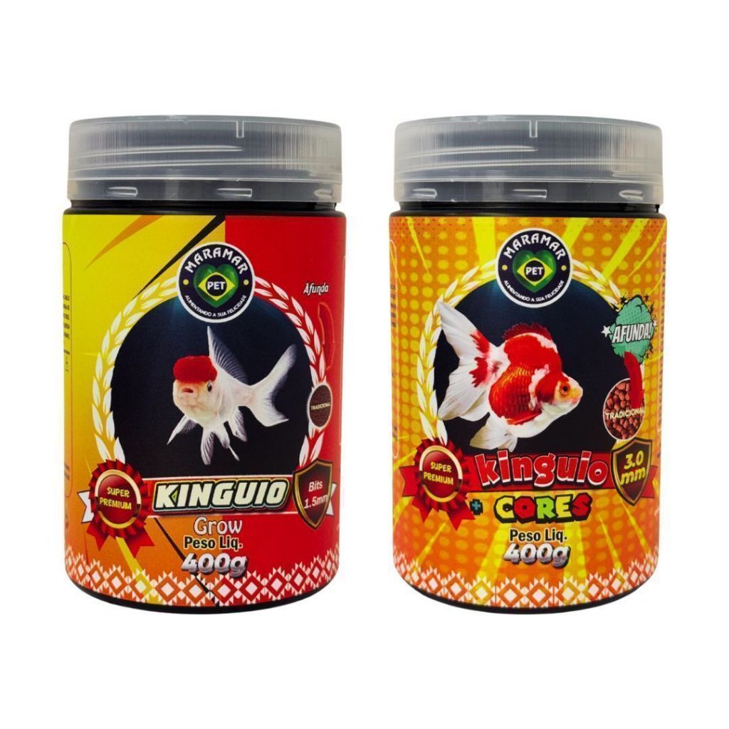 Ração Para Peixe Kinguio Mais Cores 400g + Grown 400g Maramar