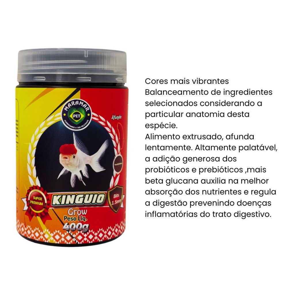 Ração Kinguio Grown Bits 1,5mm Maramar 400g
