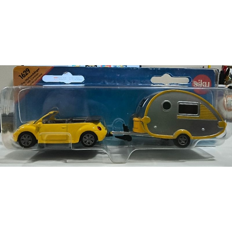 Siku Volkswagen New Beetle Cabrio com Trailer Embalagem Abertoa
