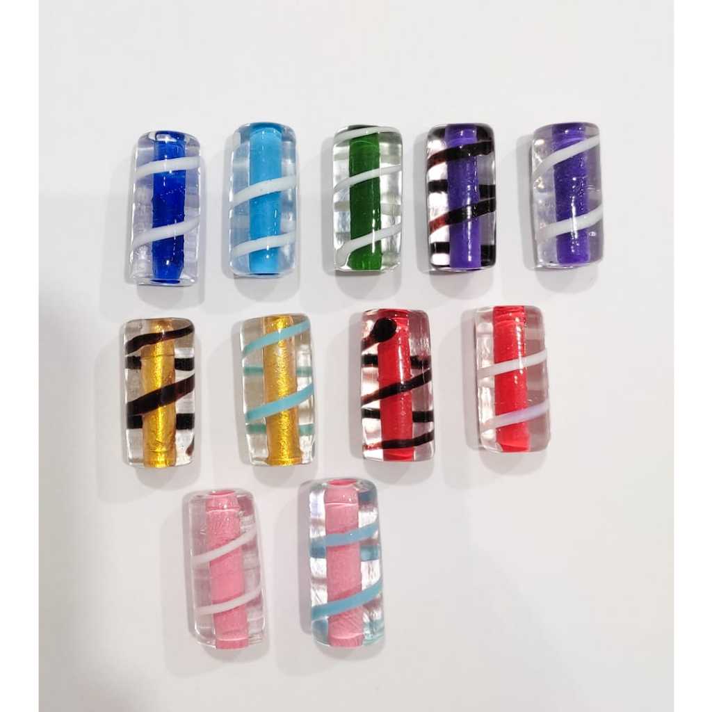 Firma Venturine Lisa Murano Transparente Bicolor Colorida 22mm Para Guias Umbanda Candomblé