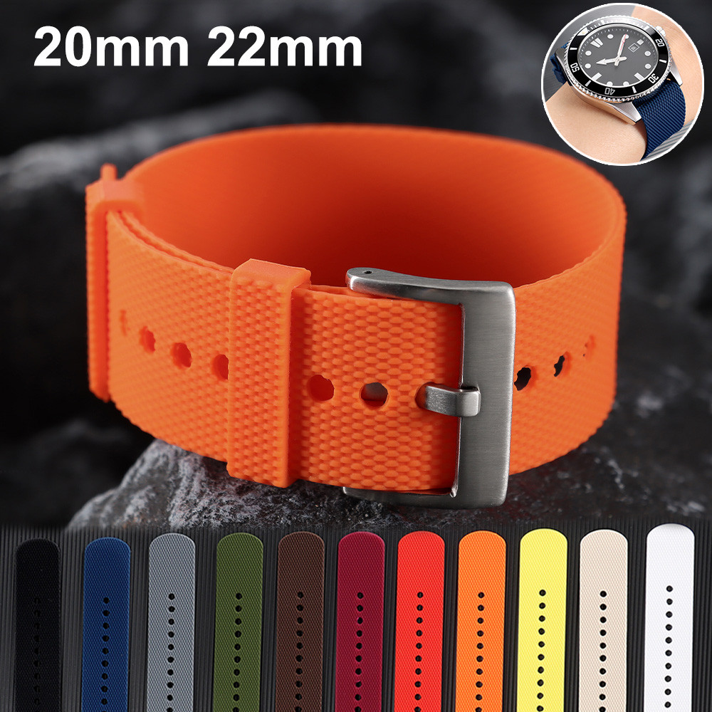 Pulseira De Relógio De Borracha De Silicone NATO 20mm 22mm Colorida Respirável Esportiva Ao Ar Livre Para Homens E Mulhe