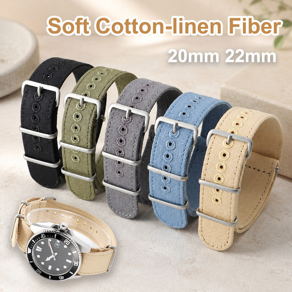 Pulseira De Relógio De Lona De Nylon NATO 20mm 22mm Colorida Militar Costurada Respirável Esportiva Ao Ar Livre Para Hom