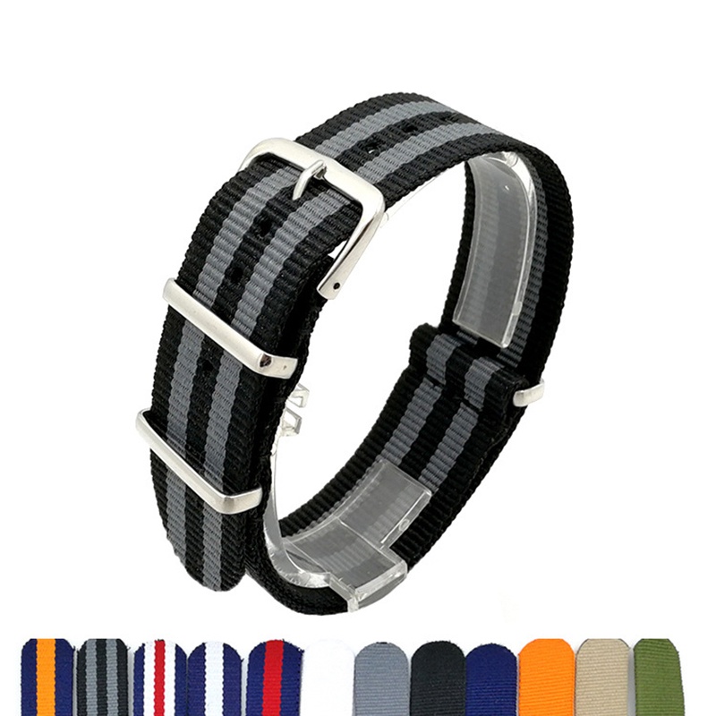 18mm 20mm 22mm Faixa De Relógios De Nylon Verde Do Exército Da Otan Fivela De Aço Para 007 Faixas ZULU Pulseira Arco-Íris Colorida
