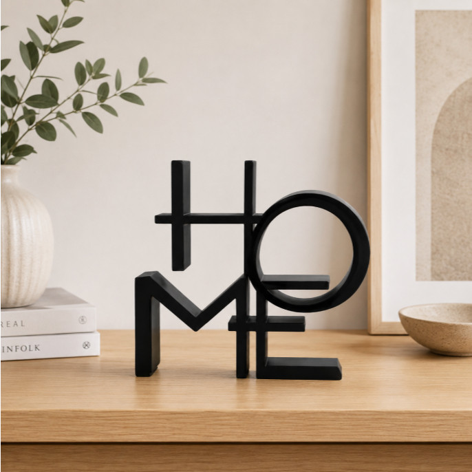 Escultura Decorativa HOME | Bloco de Letras Minimalista  — 13 cm