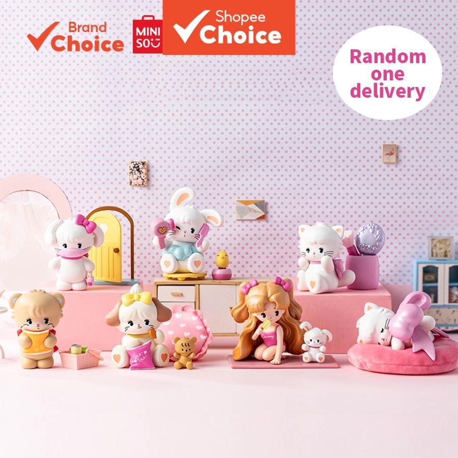 MINISO  mikko stay at home série - adoráveis figurinhas de caixa surpresa presente para crianças 7.5cm × 7.5cm × 12cm