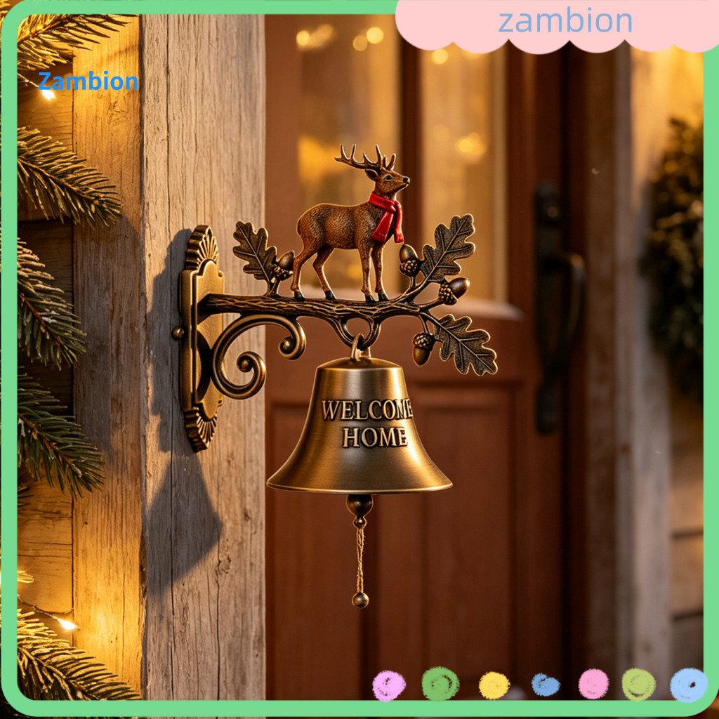 Door Ringing Decorative Doorbell for Home Vintage Christmas Decoration Metal Resin Hanging Wall Bell for Garden Patio Fr