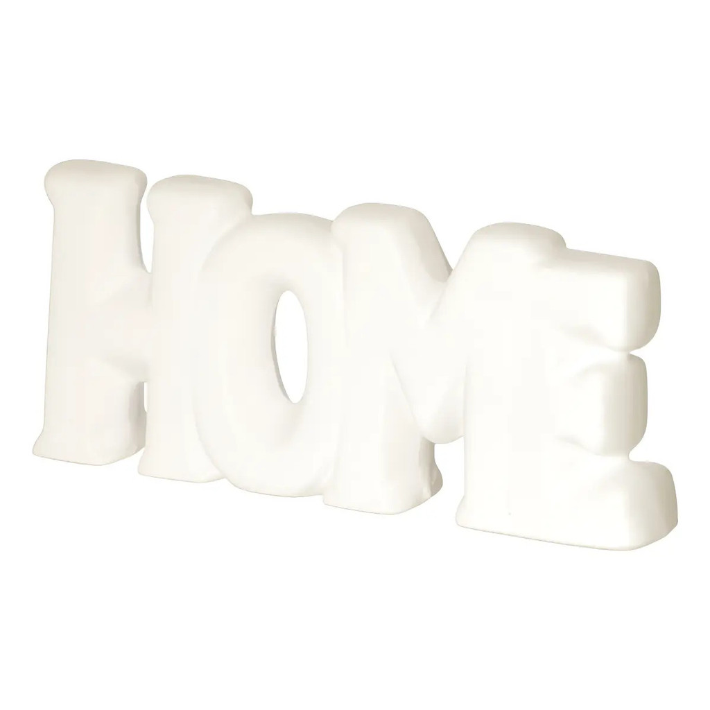 Palavra Decorativa Home De Porcelana De 17x7,5x3cm - Cor: Branco