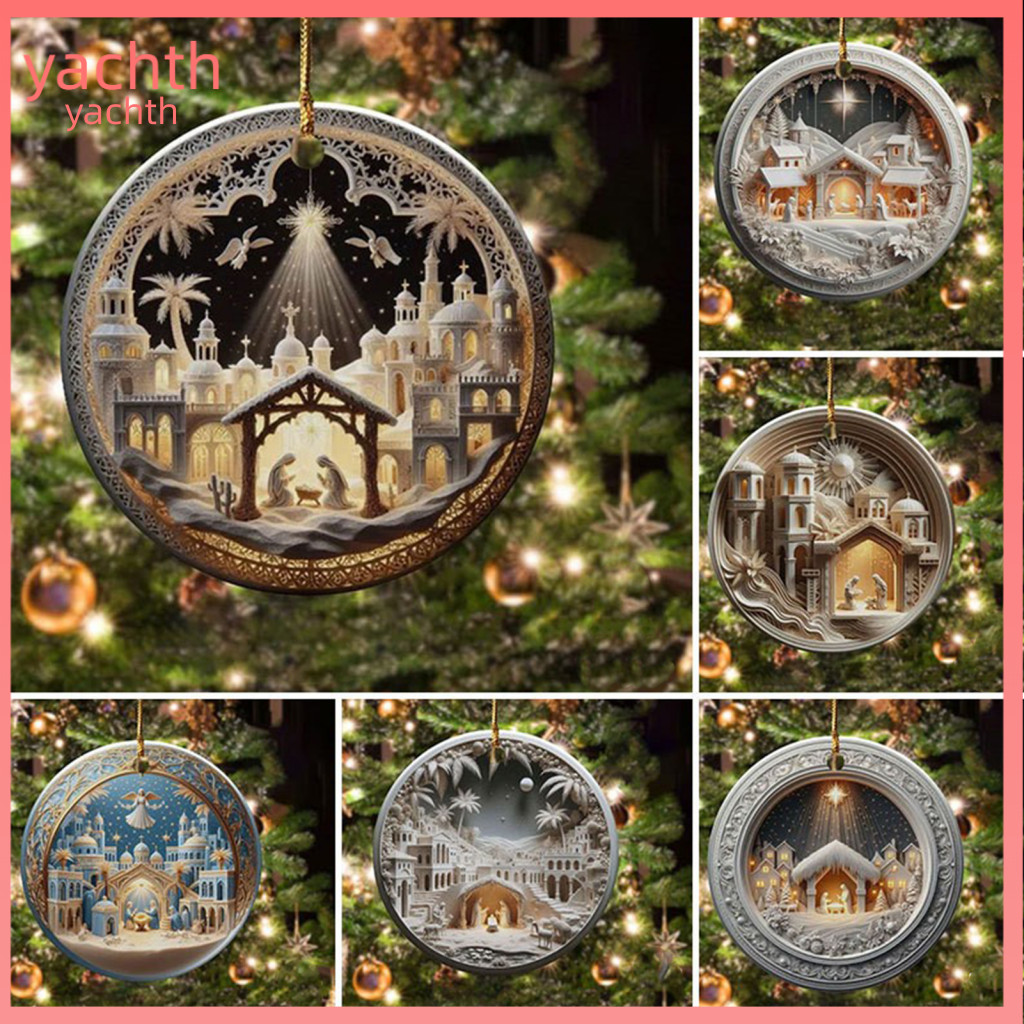 Christmas Pendant Housewarming Hanging Accessory Acrylic Nativity with Lanyard – Easy Hang Holiday Decoration Ornament
