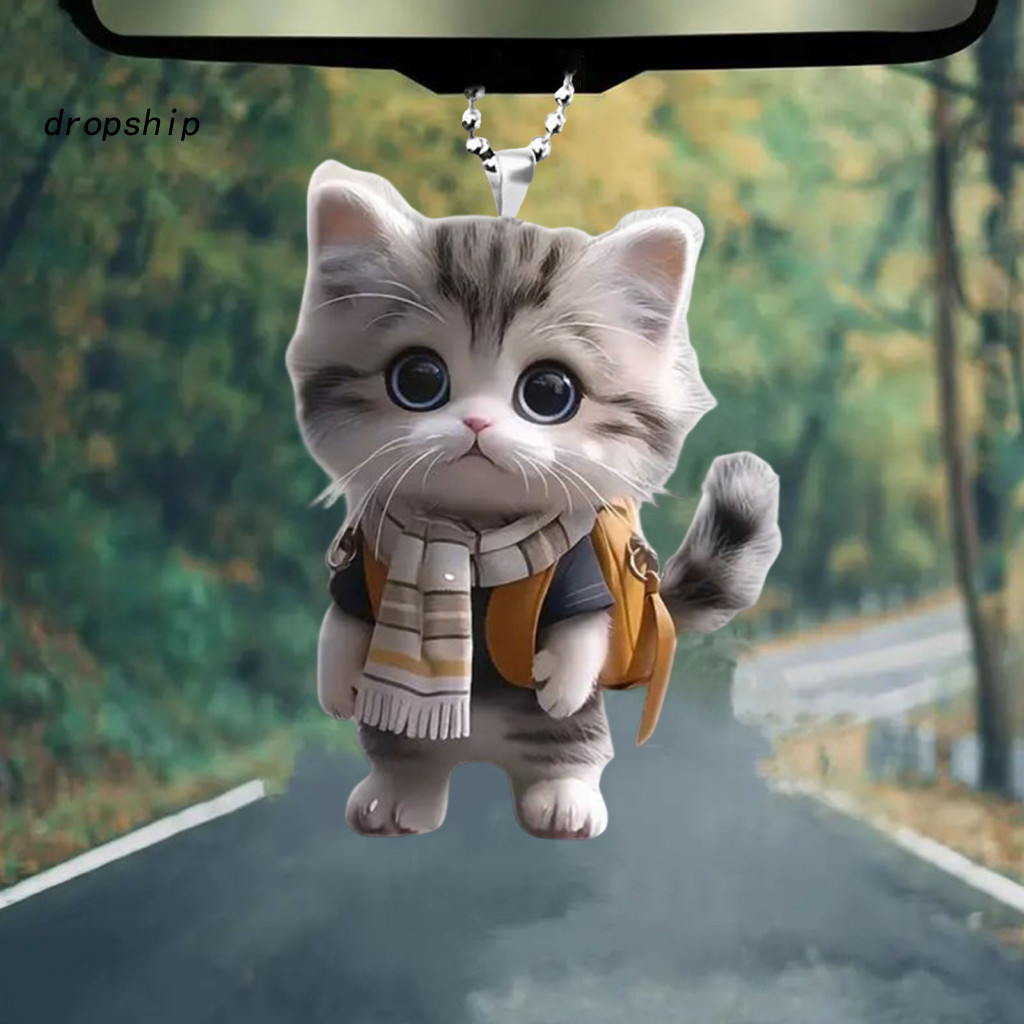 Cat Christmas Ornament Car Accessory Lightweight Acrylic Cute Keychain Pendant Hanging Cartoon Tree Decoration for Gifts