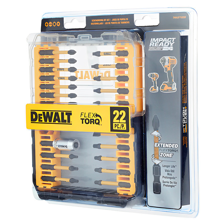 Kit com 22 Peças Bits de Impacto Flextorq Dewalt DWA2FTS22IR