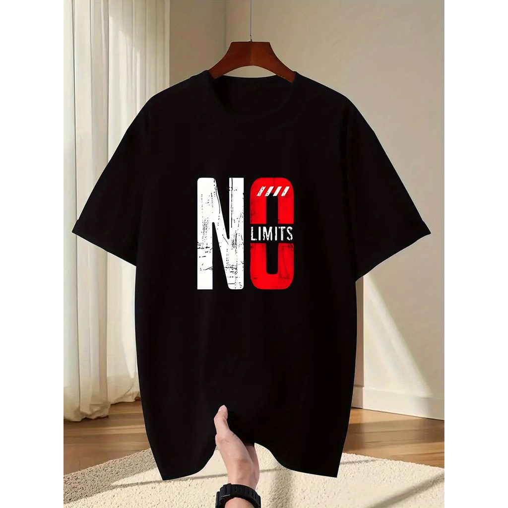 Camiseta 2026 T-shirt Camiseta Unissex Plus Size No Limits Printed Cotton Casual Summer Confortável Moderna Estilosa Ver