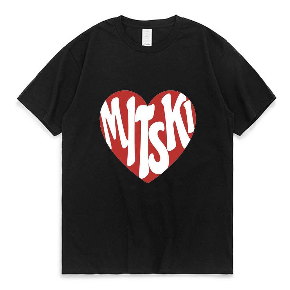 GuchenCX's Shop Mitski Heart Logo Print Camiseta Unissex Street Hip-hop Casal Moda Moderna Manga Curta Algodão Aconchega