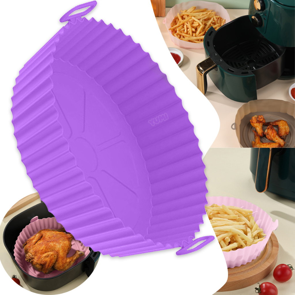Cesto de Silicone Forma Redonda Air Fryer e Forno Fritadeira Elétrica com Alça Premium  + Garantia 1 ANO Original