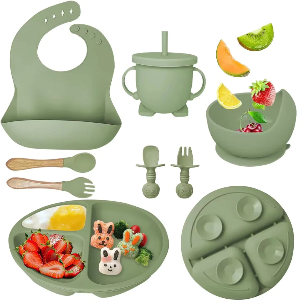 Kit Refeição Bebê Prato Copo Talher Babador Silicone Ventosa - Rn, 1 Ano, 2 Anos, 3 Anos Presente para Chá De bebe