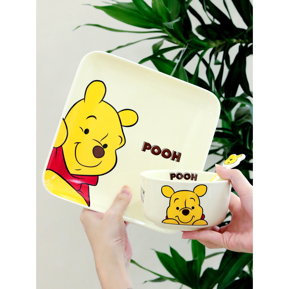 Tigela de arroz de cerâmica dos desenhos animados do Winnie the Pooh série Disney bebê tigela infantil influenciador lei