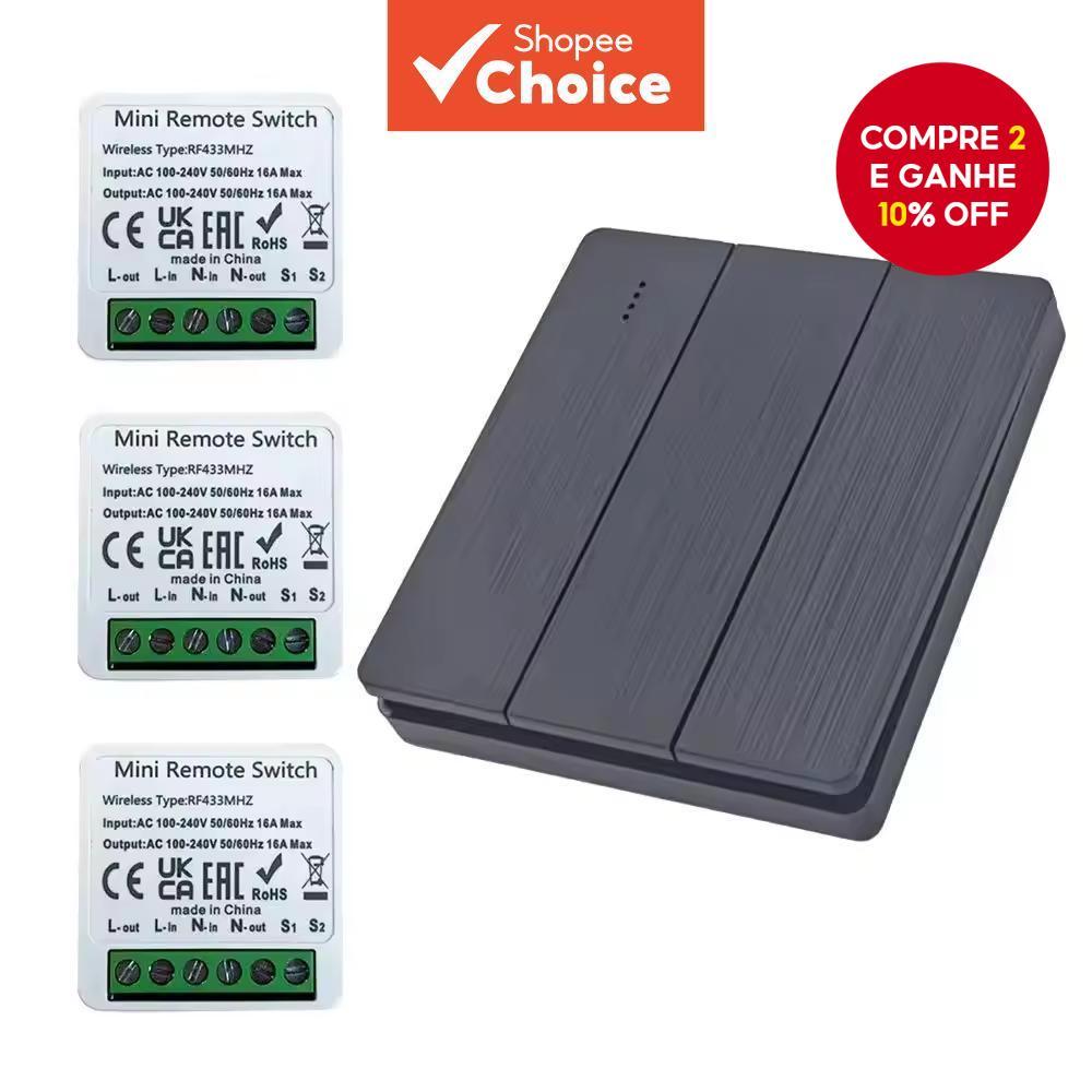 Luz De Preenchimento LED Interruptor Inteligente Sem Fio RF433MHz 86 Painel Parede Para Luzes Com Controle Mini Receptor