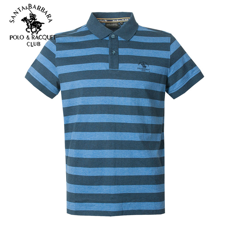 Saint Paul masculino primavera verão novo produto lapela negócios Casual listrado manga curta camiseta de algodão de mei