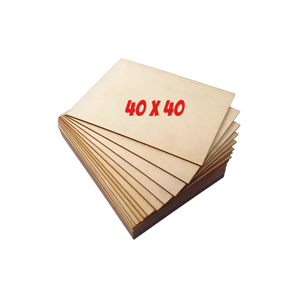 Kit Chapa Cru 40 x 40 MDF 3mm Ideal Para Quadro Artesanato Sublimação Pirografia Mandala Maquete Pintura