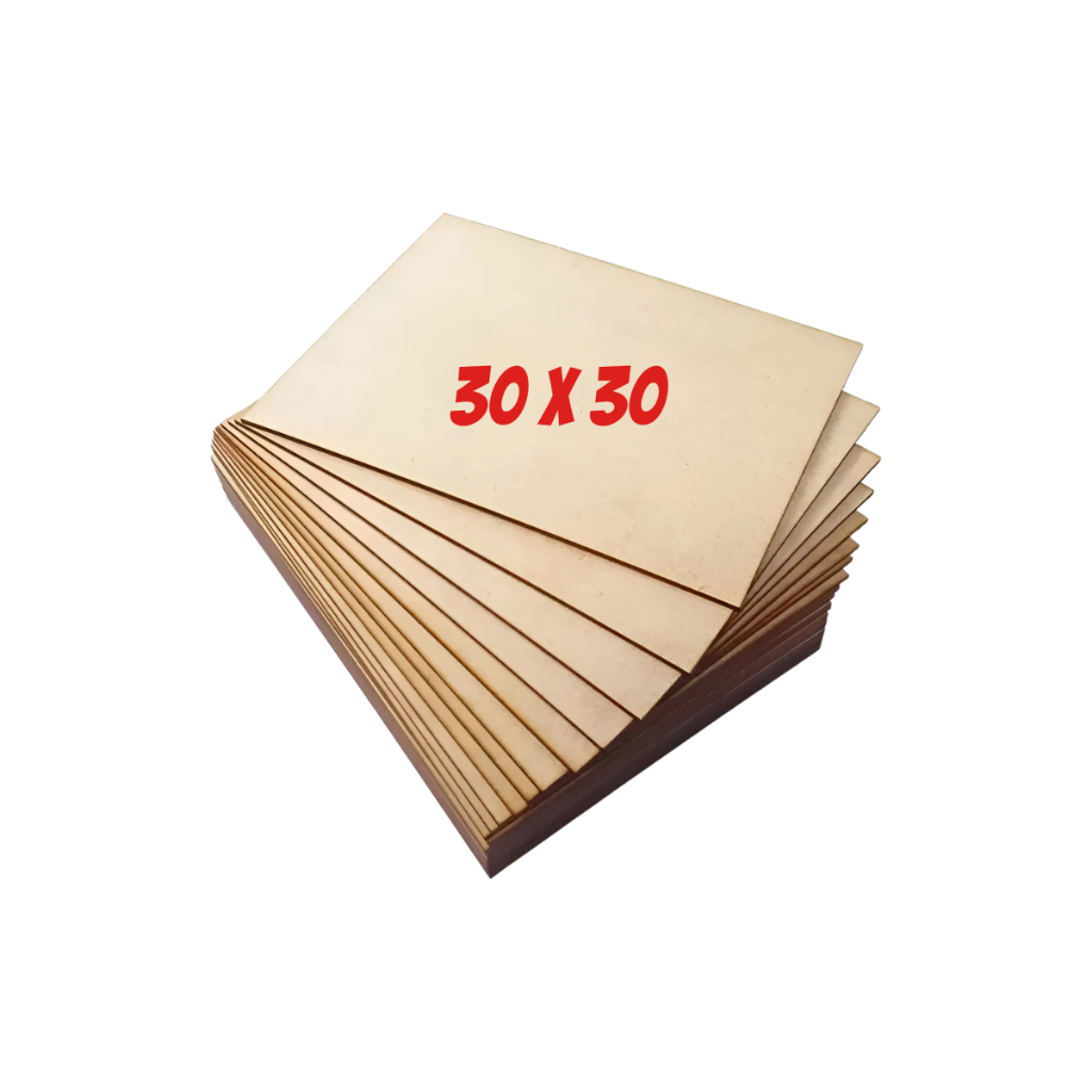 Kit Chapa Cru 30 x 30 MDF 3mm Ideal Para Quadro Artesanato Sublimação Pirografia Mandala Maquete Pintura