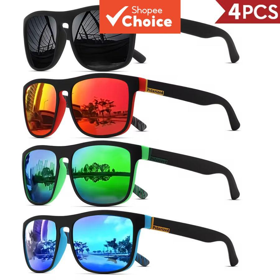 4 Pçs Clássico Quadrado Uv400 Óculos De Sol Esportivos Leve Quadro PC Para Dirigir Pesca Ciclismo Unisex