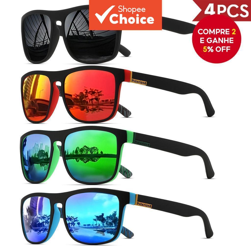Óculos De Sol Quadrados Clássicos 4pcs UV400 Esportivos Leves Para Dirigir Ciclismo