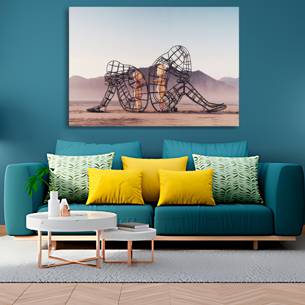 Quadro Grande Amor Moderno Abstrato 60x90 Tela Madeira MDF e Tecido Canvas Premium