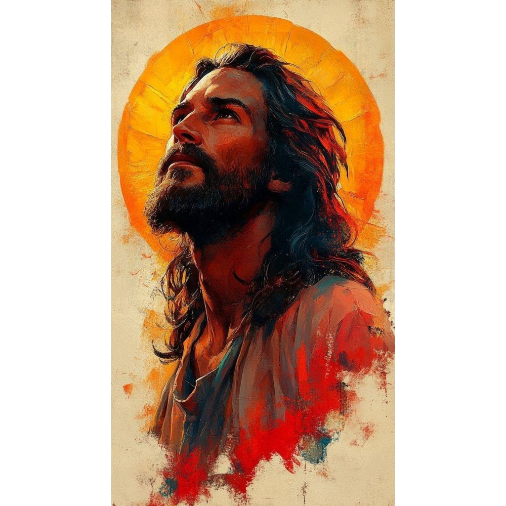 Quadro Decorativo Jesus Cristo Moderno Tela Canvas Religiosa 60x90 Sem Moldura  Arte Premium Sala e Quarto