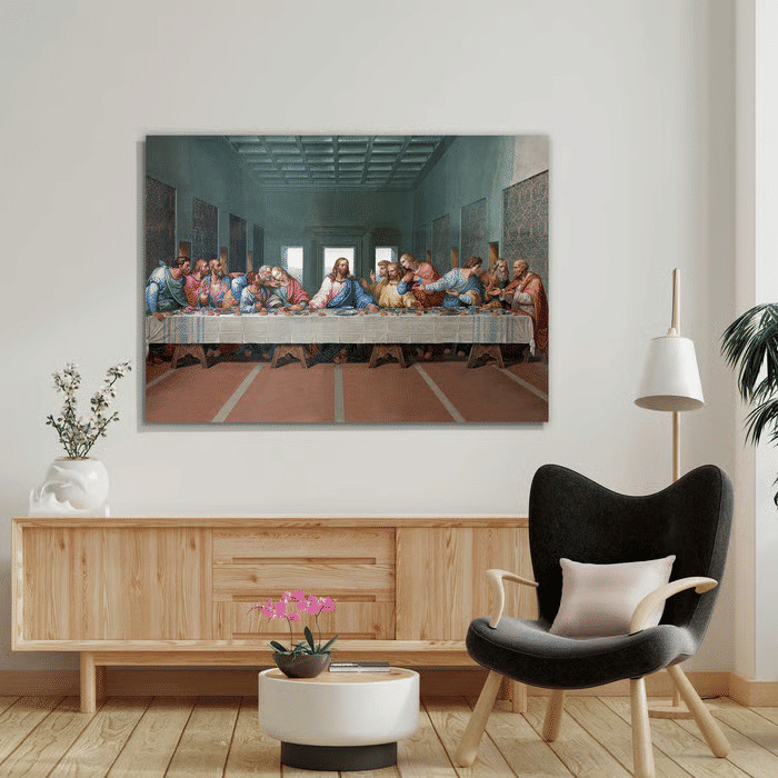 Quadro Decorativo Santa Ceia Clássica 60x90 Tela Canvas Grande Pronto Para Pendurar Sala Quarto