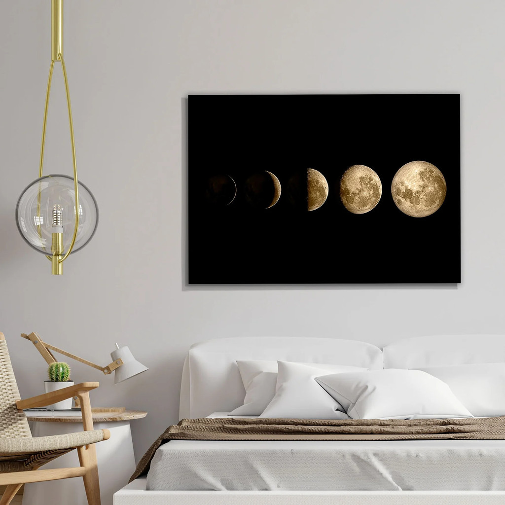 Quadro Decorativo Fases da Lua 60x90 Tela Canvas Grande Pronto Para Pendurar Sala Quarto
